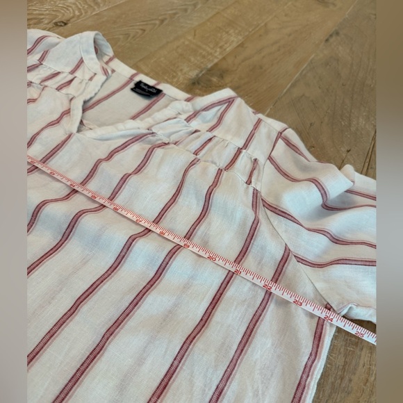 Splendid Linen White Pink Striped Blouse Women’s M Beachy Breathable Casual Top - Picture 3 of 6